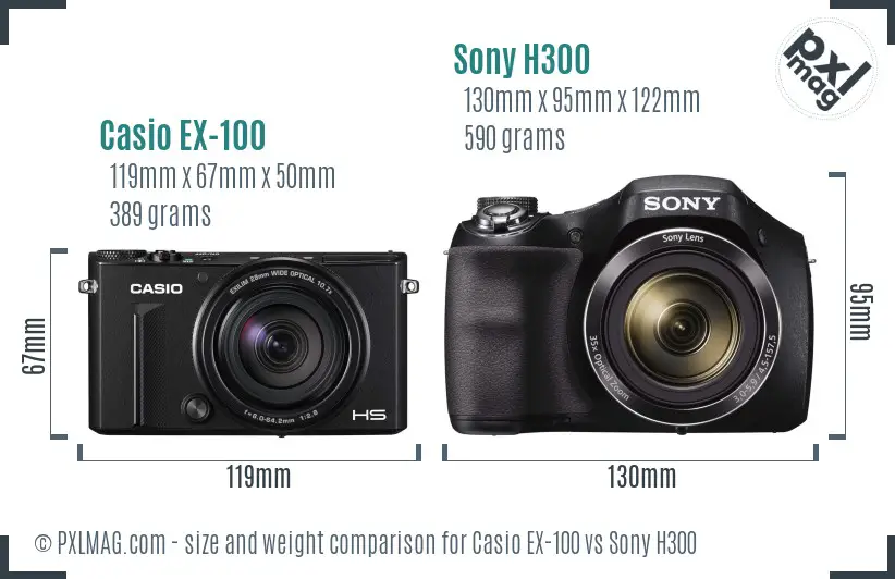Casio EX-100 vs Sony H300 size comparison Casio EX-100 vs Sony H300 size comparison