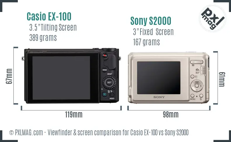Casio EX-100 vs Sony S2000 Screen and Viewfinder comparison Casio EX-100 vs Sony S2000 Screen and Viewfinder comparison