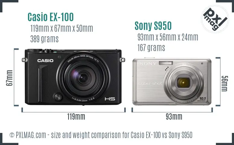 Casio EX-100 vs Sony S950 size comparison