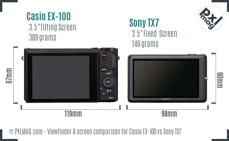 Casio EX-100 vs Sony TX7 Screen and Viewfinder comparison Casio EX-100 vs Sony TX7 Screen and Viewfinder comparison