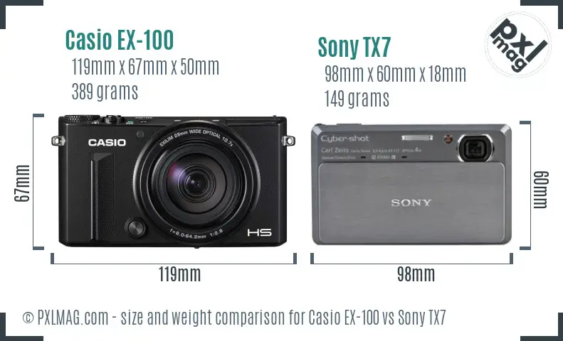 Casio EX-100 vs Sony TX7 size comparison Casio EX-100 vs Sony TX7 size comparison