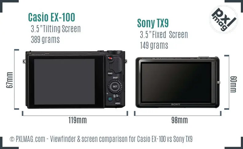 Casio EX-100 vs Sony TX9 Screen and Viewfinder comparison Casio EX-100 vs Sony TX9 Screen and Viewfinder comparison