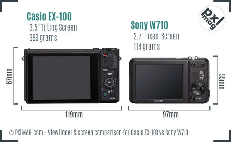Casio EX-100 vs Sony W710 Screen and Viewfinder comparison Casio EX-100 vs Sony W710 Screen and Viewfinder comparison