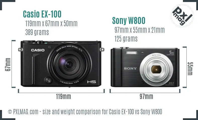 Casio EX-100 vs Sony W800 size comparison Casio EX-100 vs Sony W800 size comparison