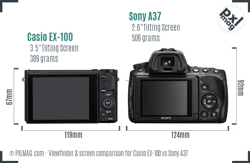 Casio EX-100 vs Sony A37 Screen and Viewfinder comparison