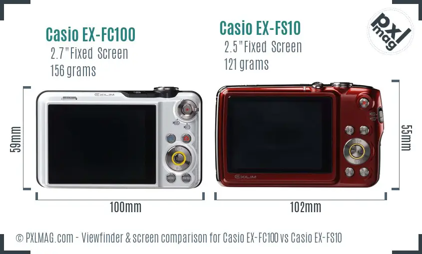 Casio EX-FC100 vs Casio EX-FS10 Screen and Viewfinder comparison