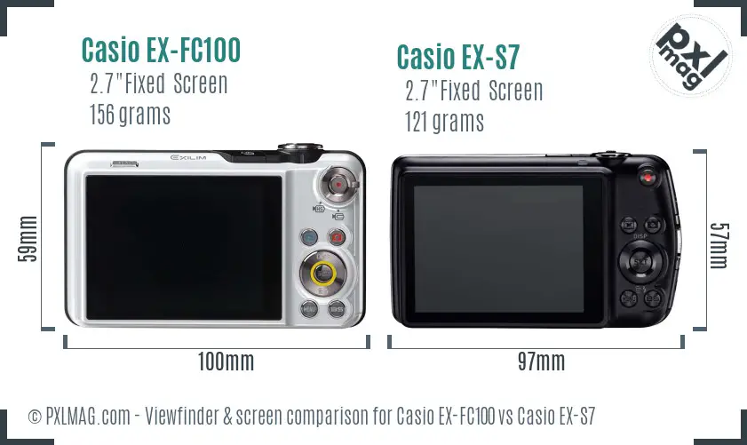 Casio EX-FC100 vs Casio EX-S7 Screen and Viewfinder comparison