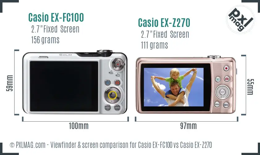 Casio EX-FC100 vs Casio EX-Z270 Screen and Viewfinder comparison