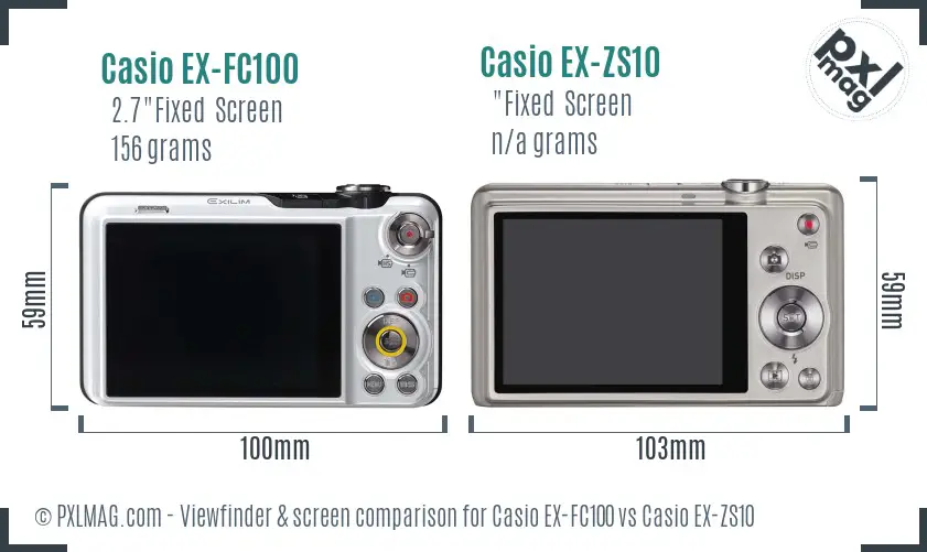 Casio EX-FC100 vs Casio EX-ZS10 Screen and Viewfinder comparison