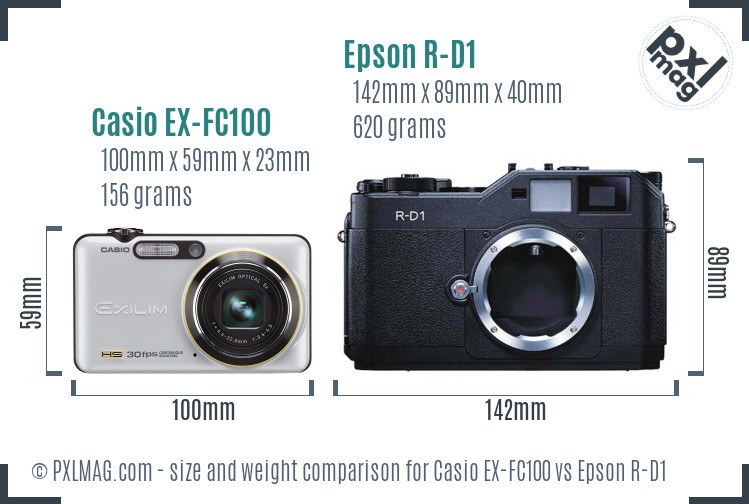 Casio EX-FC100 vs Epson R-D1 size comparison
