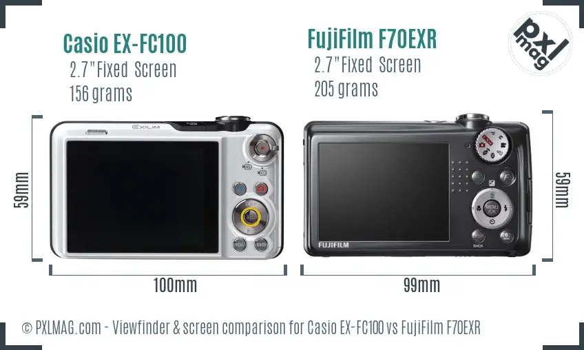 Casio EX-FC100 vs FujiFilm F70EXR Screen and Viewfinder comparison Casio EX-FC100 vs FujiFilm F70EXR Screen and Viewfinder comparison