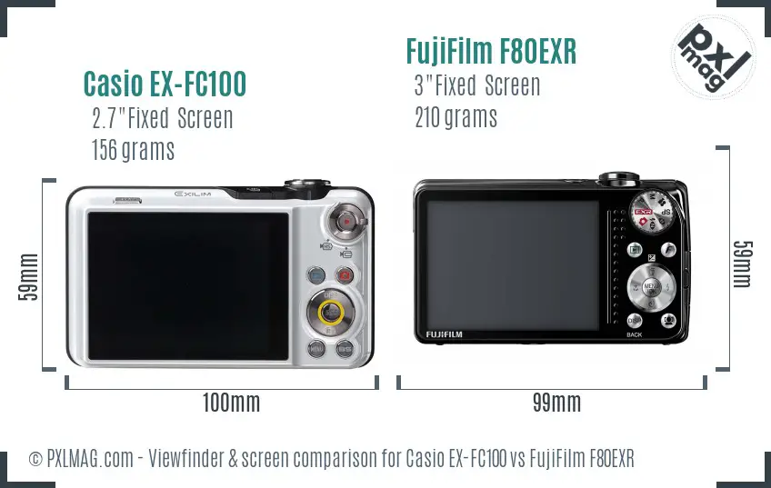 Casio EX-FC100 vs FujiFilm F80EXR Screen and Viewfinder comparison Casio EX-FC100 vs FujiFilm F80EXR Screen and Viewfinder comparison