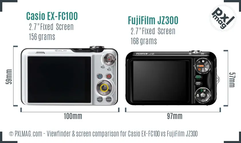 Casio EX-FC100 vs FujiFilm JZ300 Screen and Viewfinder comparison