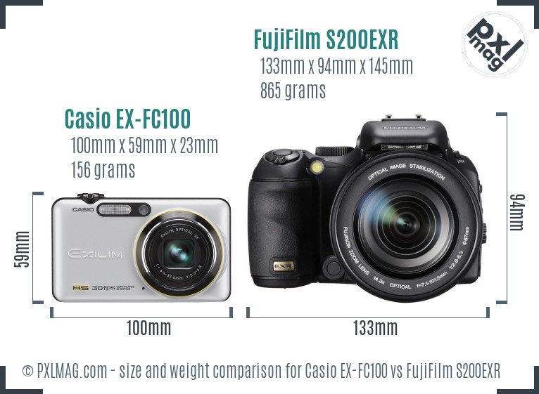 Casio EX-FC100 vs FujiFilm S200EXR size comparison
