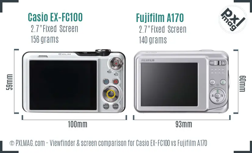 Casio EX-FC100 vs Fujifilm A170 Screen and Viewfinder comparison Casio EX-FC100 vs Fujifilm A170 Screen and Viewfinder comparison