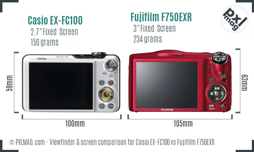 Casio EX-FC100 vs Fujifilm F750EXR Screen and Viewfinder comparison Casio EX-FC100 vs Fujifilm F750EXR Screen and Viewfinder comparison