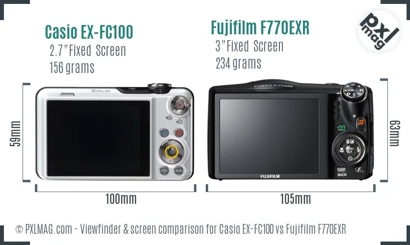 Casio EX-FC100 vs Fujifilm F770EXR Screen and Viewfinder comparison Casio EX-FC100 vs Fujifilm F770EXR Screen and Viewfinder comparison