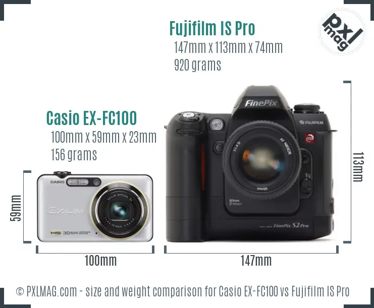 Casio EX-FC100 vs Fujifilm IS Pro size comparison
