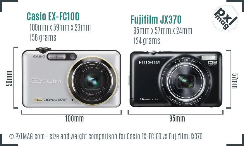 Casio EX-FC100 vs Fujifilm JX370 size comparison Casio EX-FC100 vs Fujifilm JX370 size comparison