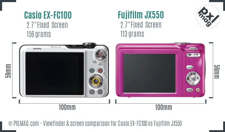 Casio EX-FC100 vs Fujifilm JX550 Screen and Viewfinder comparison Casio EX-FC100 vs Fujifilm JX550 Screen and Viewfinder comparison