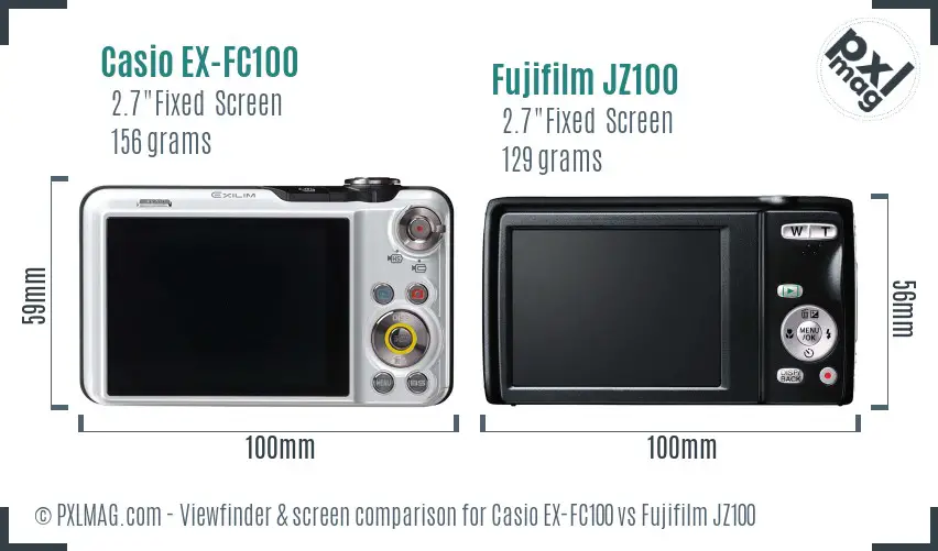 Casio EX-FC100 vs Fujifilm JZ100 Screen and Viewfinder comparison Casio EX-FC100 vs Fujifilm JZ100 Screen and Viewfinder comparison