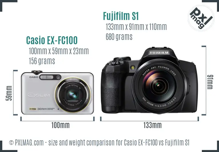 Casio EX-FC100 vs Fujifilm S1 size comparison