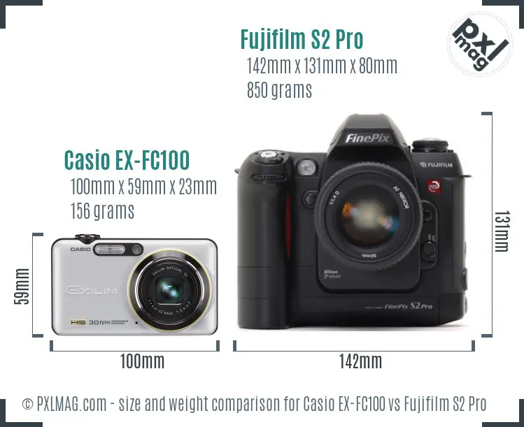 Casio EX-FC100 vs Fujifilm S2 Pro size comparison