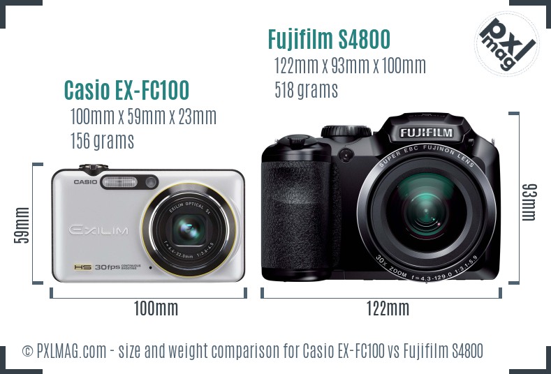 Casio EX-FC100 vs Fujifilm S4800 size comparison Casio EX-FC100 vs Fujifilm S4800 size comparison