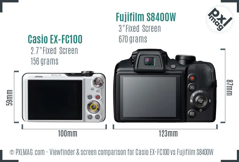 Casio EX-FC100 vs Fujifilm S8400W Screen and Viewfinder comparison Casio EX-FC100 vs Fujifilm S8400W Screen and Viewfinder comparison