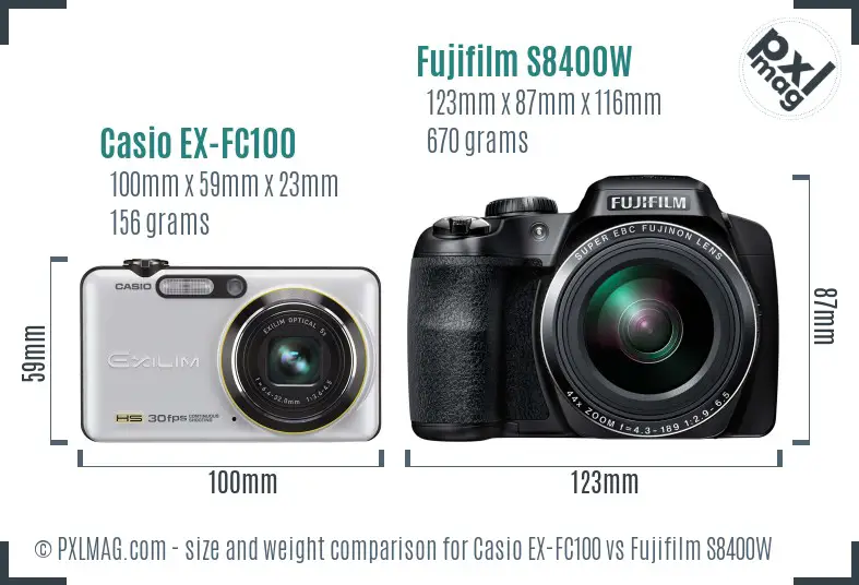 Casio EX-FC100 vs Fujifilm S8400W size comparison Casio EX-FC100 vs Fujifilm S8400W size comparison