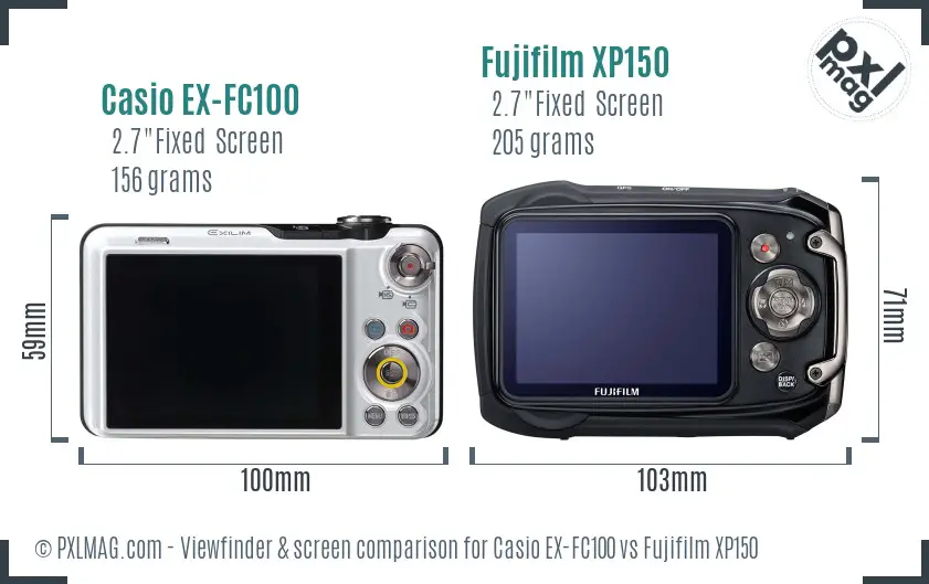 Casio EX-FC100 vs Fujifilm XP150 Screen and Viewfinder comparison Casio EX-FC100 vs Fujifilm XP150 Screen and Viewfinder comparison