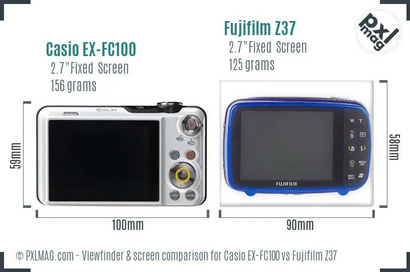 Casio EX-FC100 vs Fujifilm Z37 Screen and Viewfinder comparison