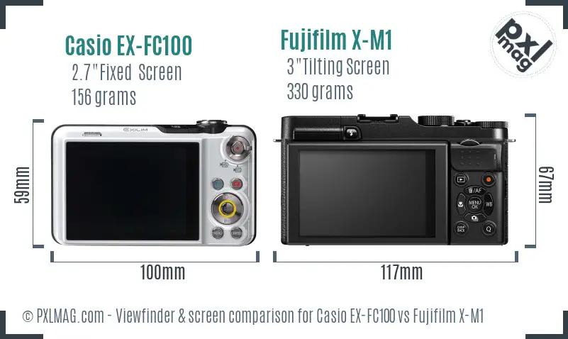 Casio EX-FC100 vs Fujifilm X-M1 Screen and Viewfinder comparison