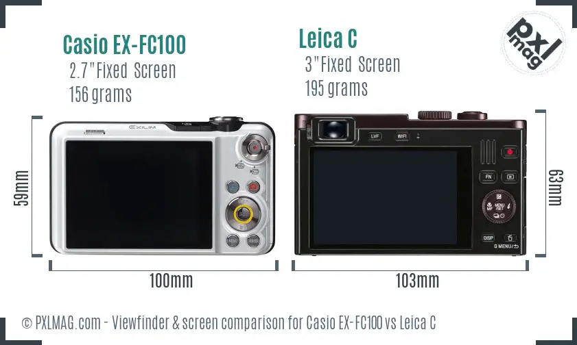 Casio EX-FC100 vs Leica C Screen and Viewfinder comparison Casio EX-FC100 vs Leica C Screen and Viewfinder comparison