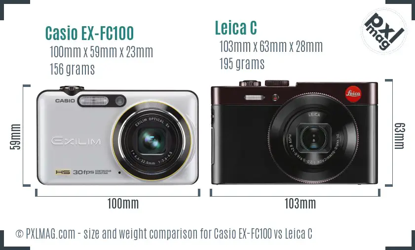 Casio EX-FC100 vs Leica C size comparison Casio EX-FC100 vs Leica C size comparison