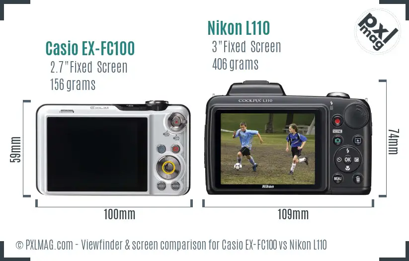 Casio EX-FC100 vs Nikon L110 Screen and Viewfinder comparison Casio EX-FC100 vs Nikon L110 Screen and Viewfinder comparison