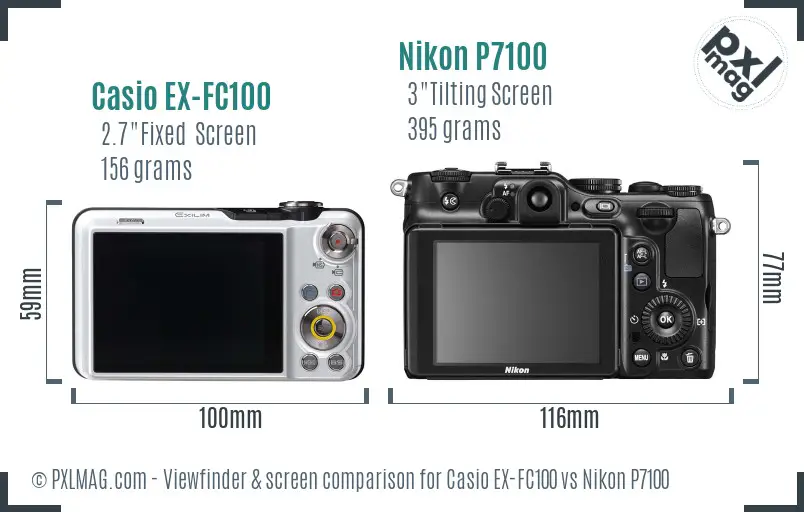 Casio EX-FC100 vs Nikon P7100 Screen and Viewfinder comparison