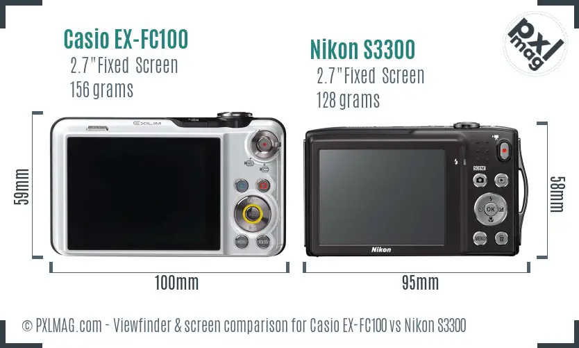 Casio EX-FC100 vs Nikon S3300 Screen and Viewfinder comparison Casio EX-FC100 vs Nikon S3300 Screen and Viewfinder comparison