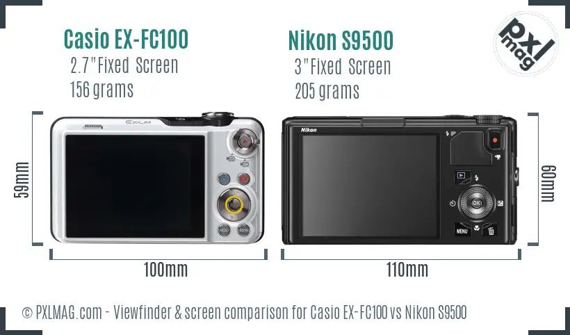 Casio EX-FC100 vs Nikon S9500 Screen and Viewfinder comparison