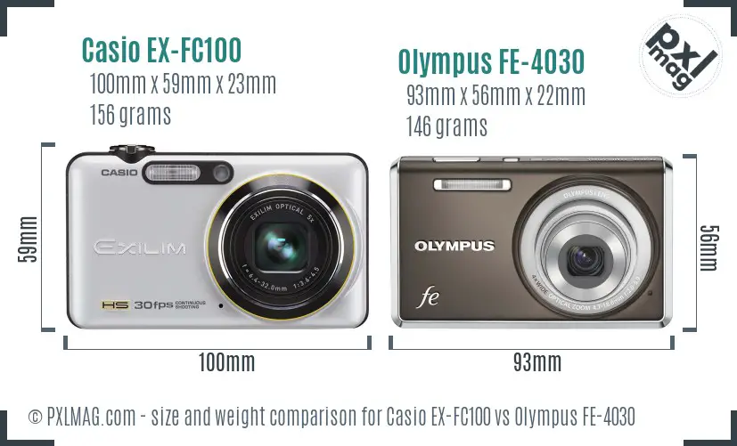 Casio EX-FC100 vs Olympus FE-4030 size comparison