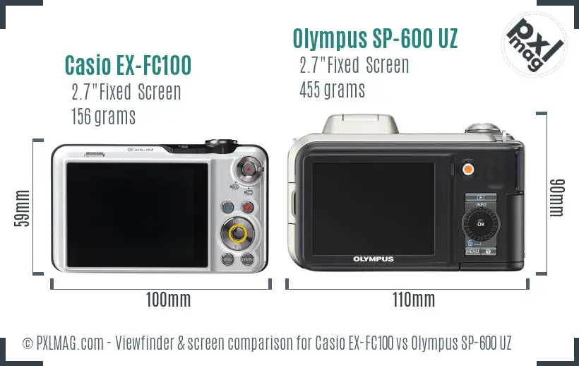 Casio EX-FC100 vs Olympus SP-600 UZ Screen and Viewfinder comparison Casio EX-FC100 vs Olympus SP-600 UZ Screen and Viewfinder comparison