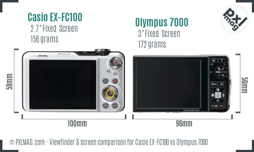 Casio EX-FC100 vs Olympus 7000 Screen and Viewfinder comparison Casio EX-FC100 vs Olympus 7000 Screen and Viewfinder comparison