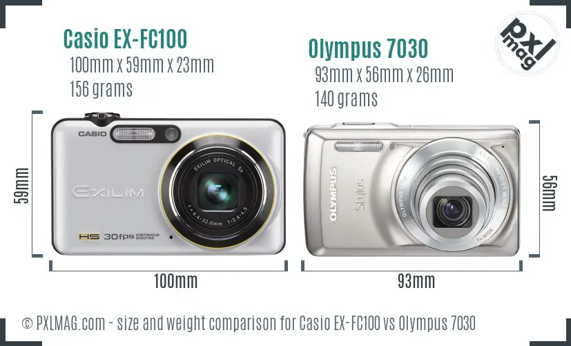 Casio EX-FC100 vs Olympus 7030 size comparison