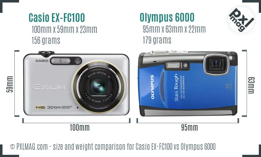 Casio EX-FC100 vs Olympus 6000 size comparison