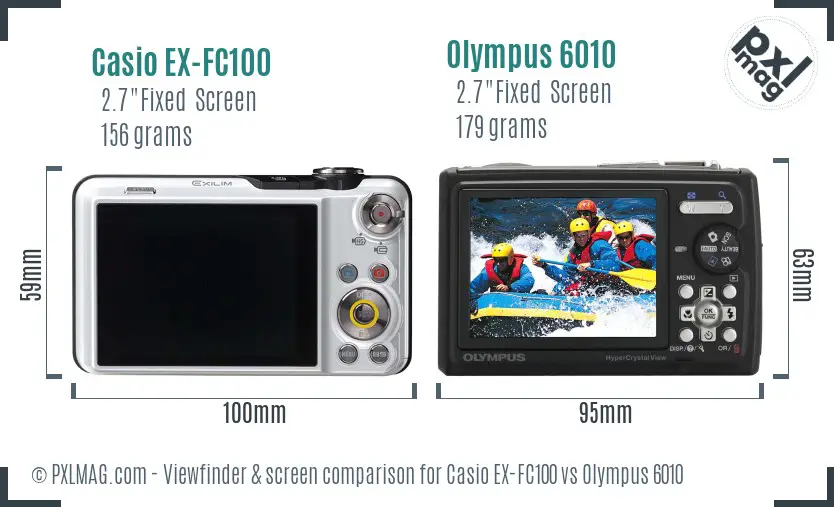 Casio EX-FC100 vs Olympus 6010 Screen and Viewfinder comparison