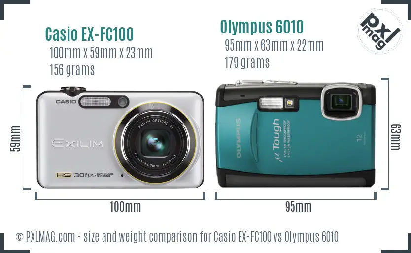 Casio EX-FC100 vs Olympus 6010 size comparison