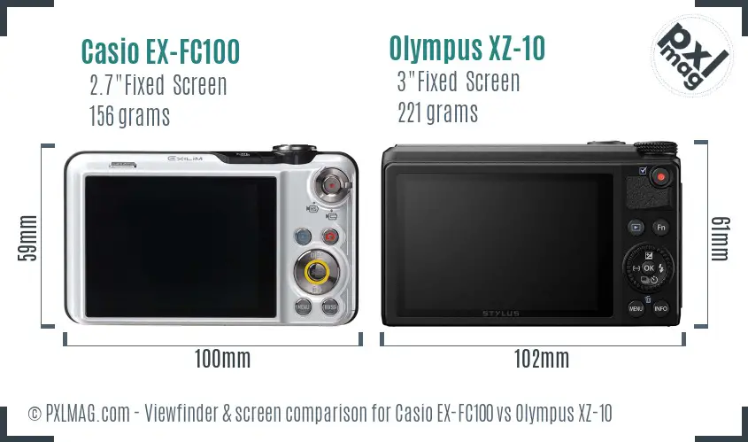 Casio EX-FC100 vs Olympus XZ-10 Screen and Viewfinder comparison Casio EX-FC100 vs Olympus XZ-10 Screen and Viewfinder comparison