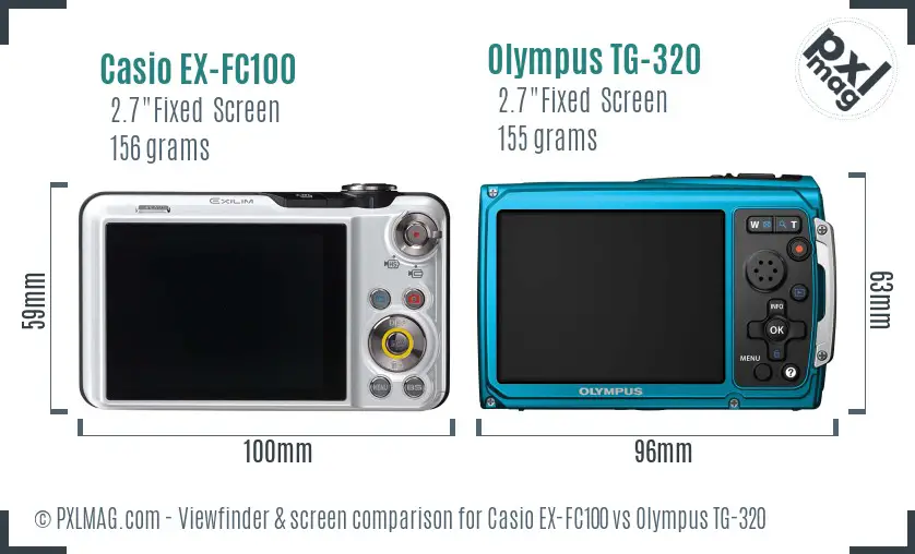 Casio EX-FC100 vs Olympus TG-320 Screen and Viewfinder comparison