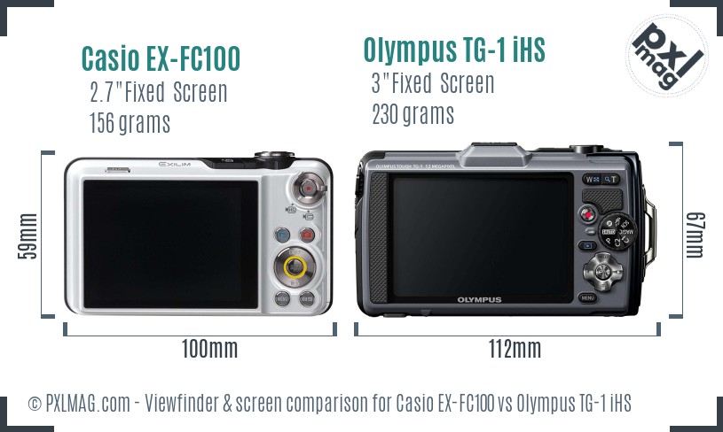 Casio EX-FC100 vs Olympus TG-1 iHS Screen and Viewfinder comparison
