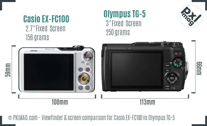 Casio EX-FC100 vs Olympus TG-5 Screen and Viewfinder comparison